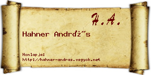 Hahner András névjegykártya